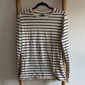 J. Crew Black and Cream Striped Top